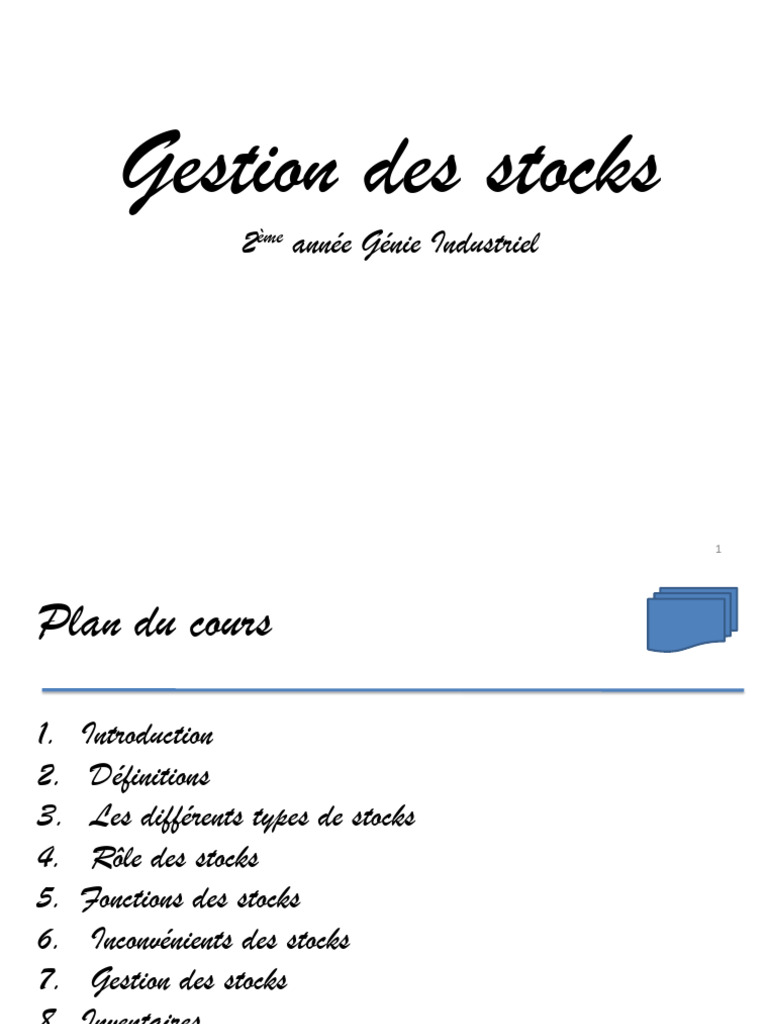 Gestion Des Stocks | PDF | Stock | Logistique