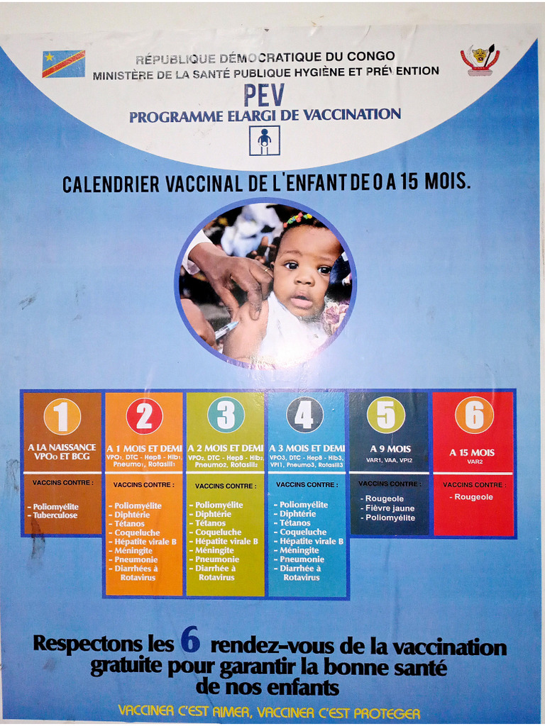 Calendrier Vaccinale Complet Du Pev. Rdc | PDF