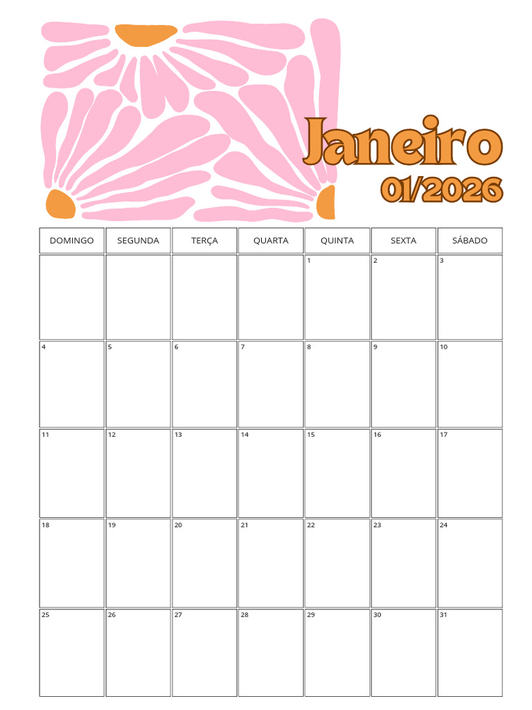 Cartaz Calendário Completo 2026 Floral Matisse Modernorosa Verde e ...