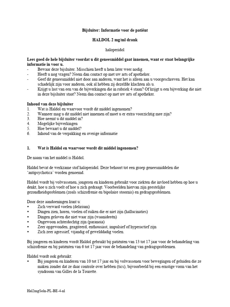 HALDOL 2 MGML Drank | PDF