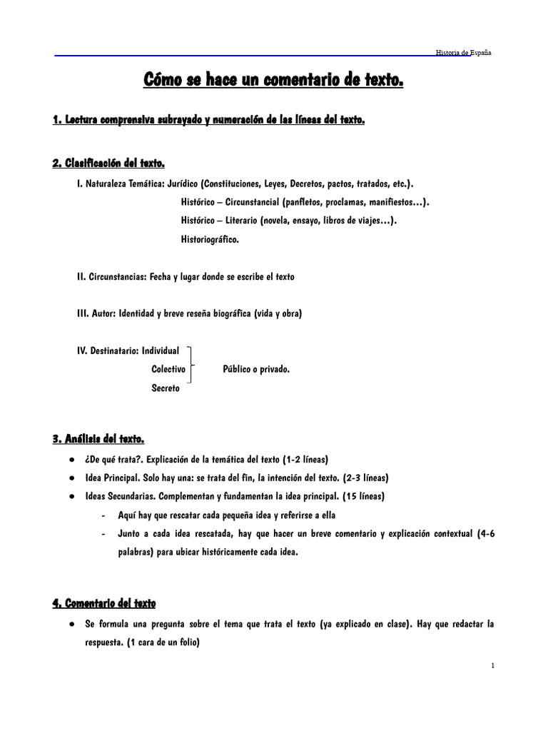 Cómo Se Hace Un Comentario de Texto PDF