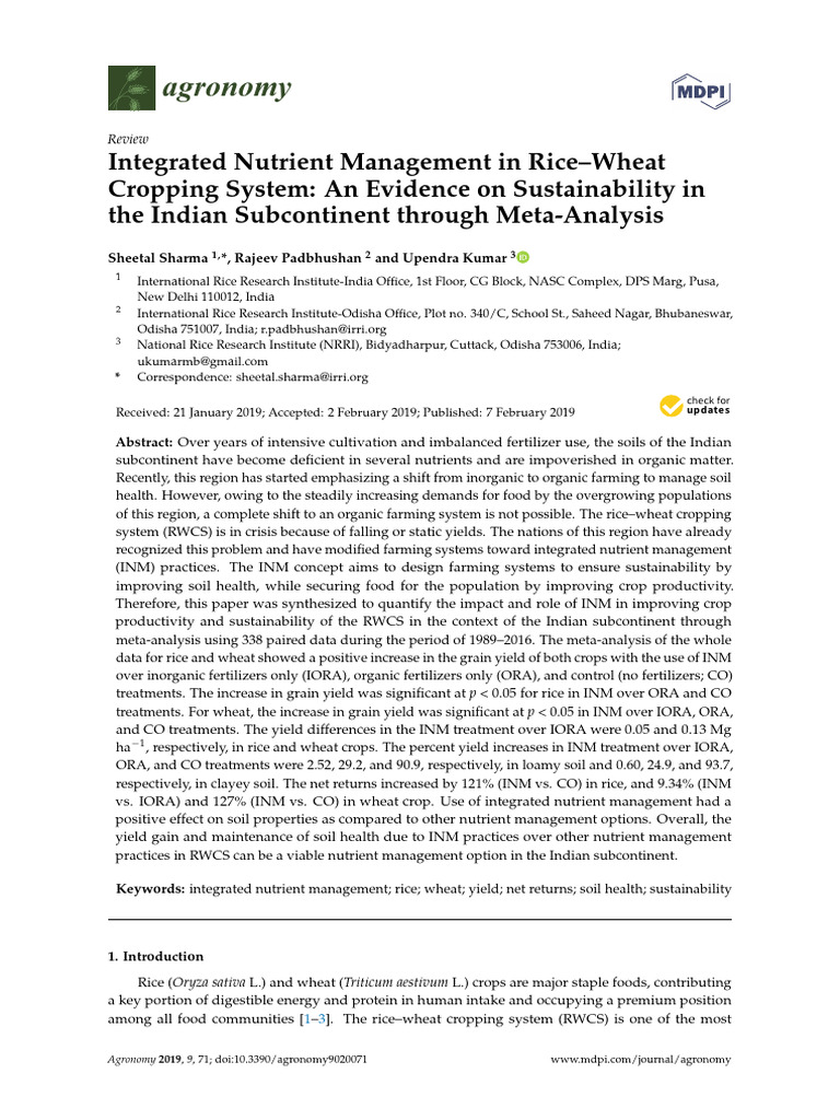 Integrated Nutrient Management in Rice W | PDF | Agriculture | Fertilizer