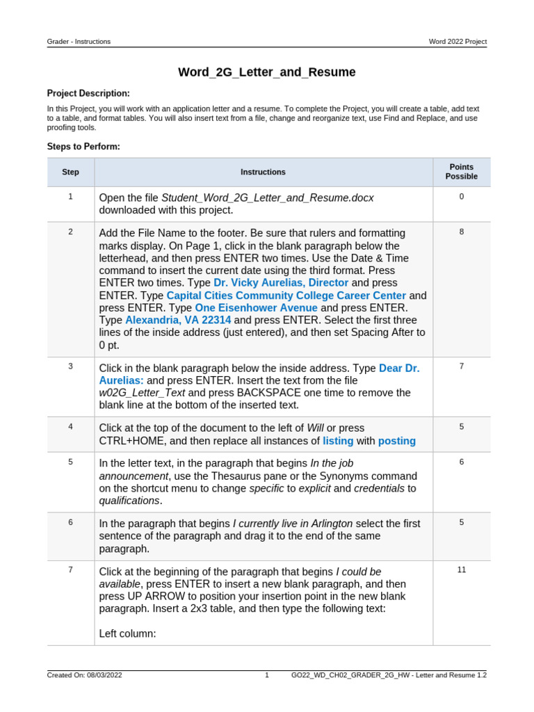 Word 2G Letter and Resume Instructions | PDF | Paragraph | Résumé