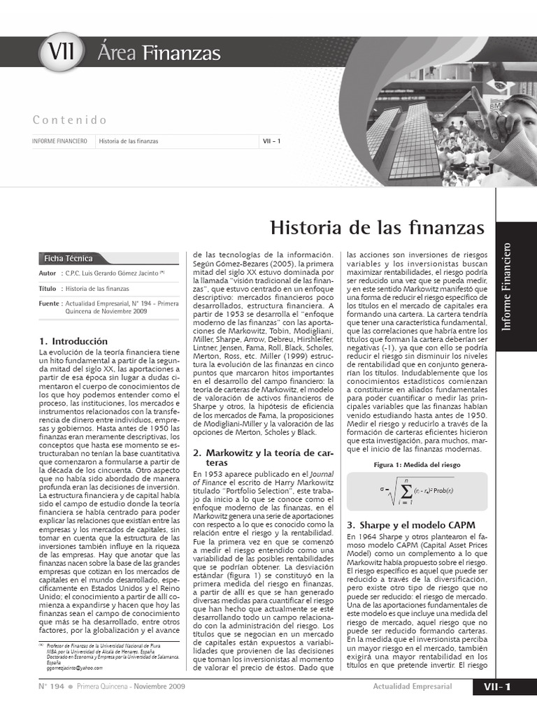 Historia de Las Finanzas | PDF | Opción (Finanzas) | Modelo de fijación ...