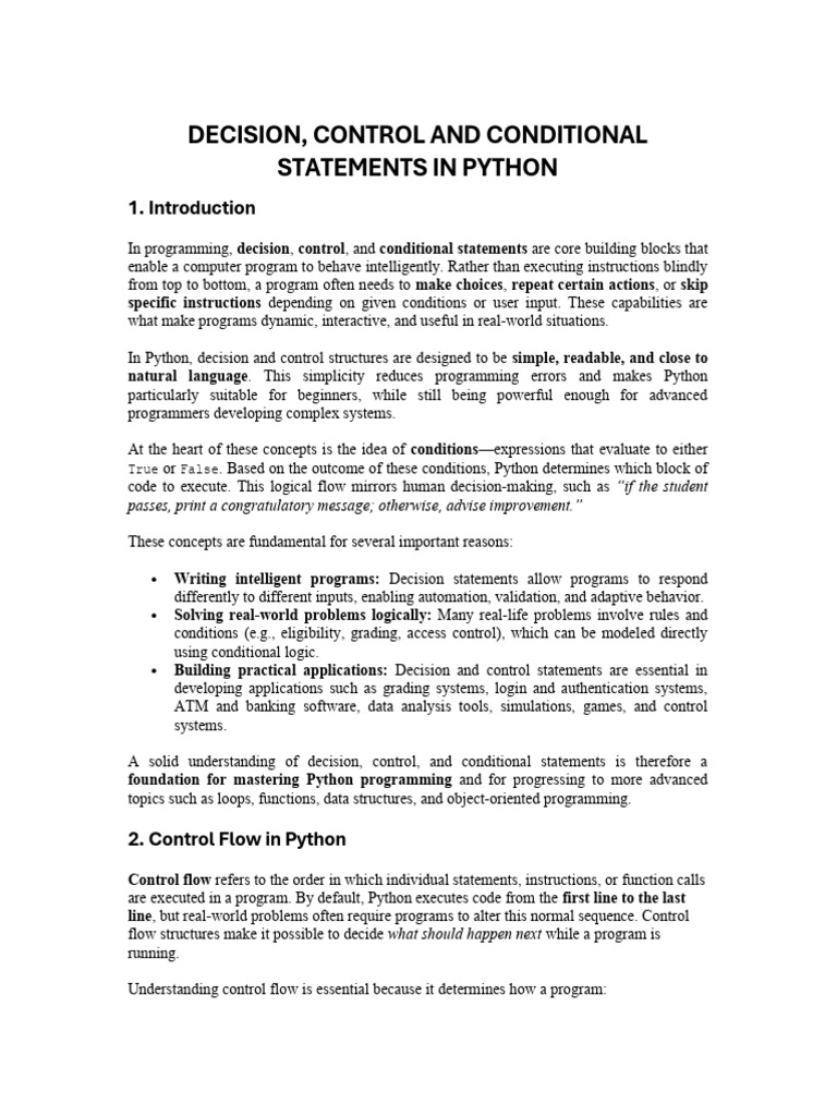 Lecture Note 3 - Decision, Control and Conditional Statements in Python ...
