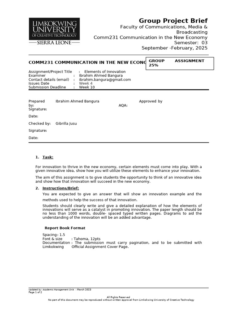Assignment 2 Group Comms New Economy | PDF