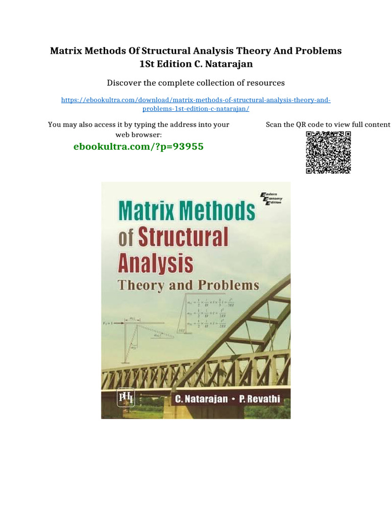 MATRIX METHODS OF STRUCTURAL ANALYSIS Theory and Problems 1st Edition C ...