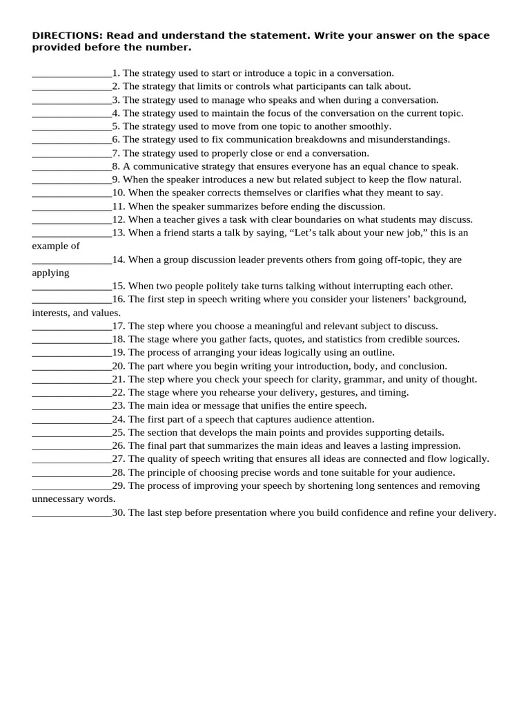 Summative Test Oct 19 | PDF | Conversation | Communication