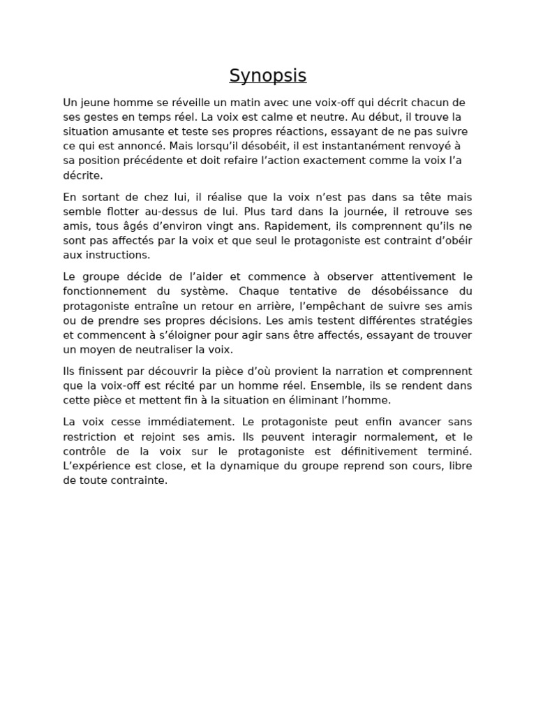 Synopsis Voix Off | PDF