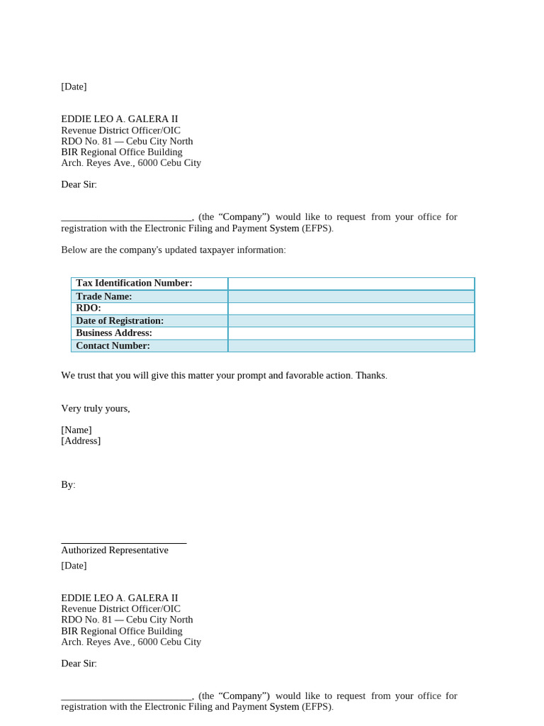 Bir Efps - Letter of Intent | PDF