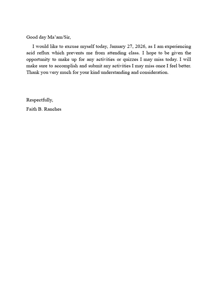 Excuse Letter | PDF