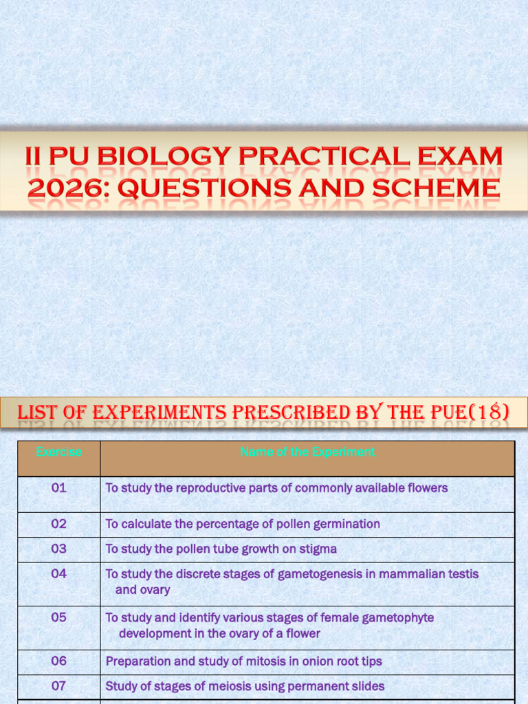 0000 II Pu Bio Practical 2026 | PDF | Branches Of Botany | Biological ...