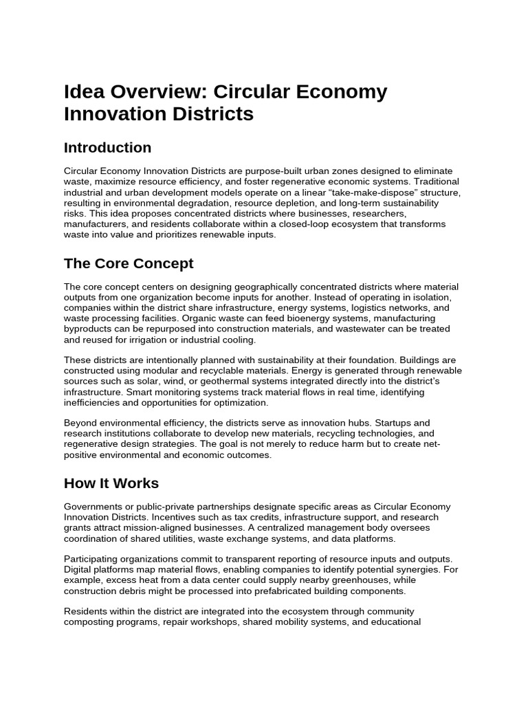 Idea Overview - Circular Economy Innovation Districts | PDF ...
