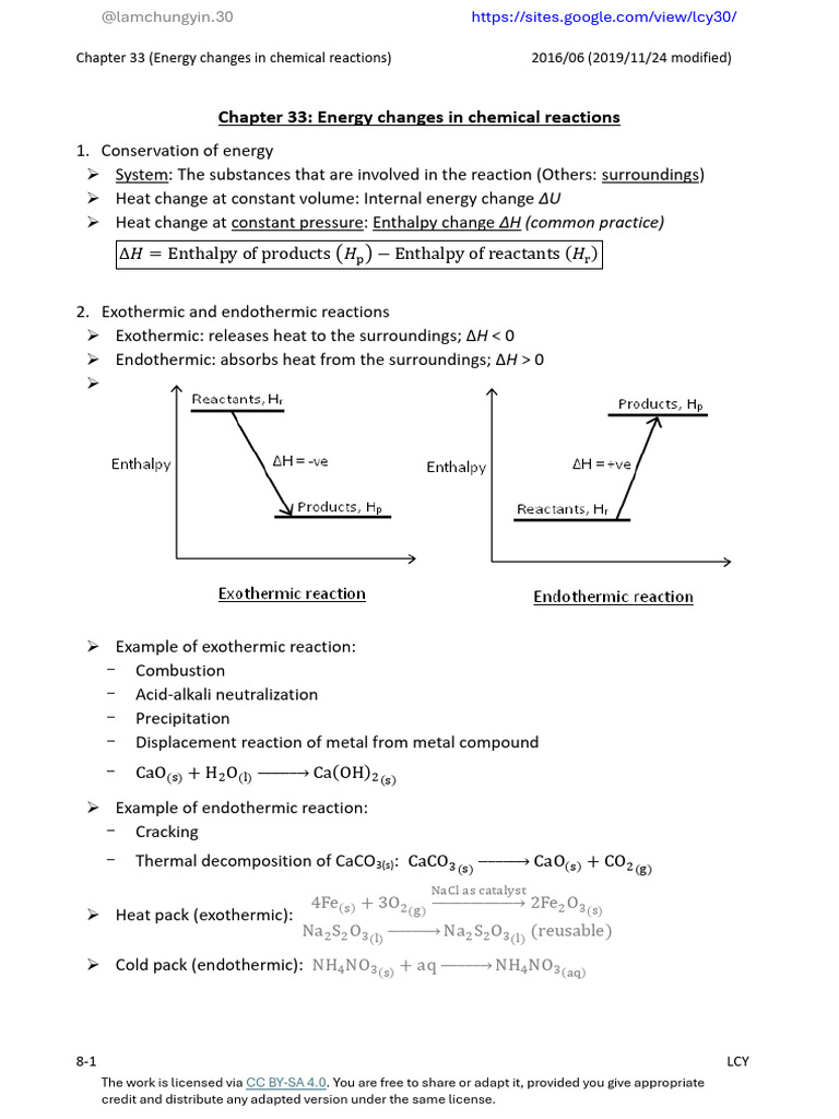 T8 - Chemical Reactions and Energy - Note | PDF | Chemical Reactions ...