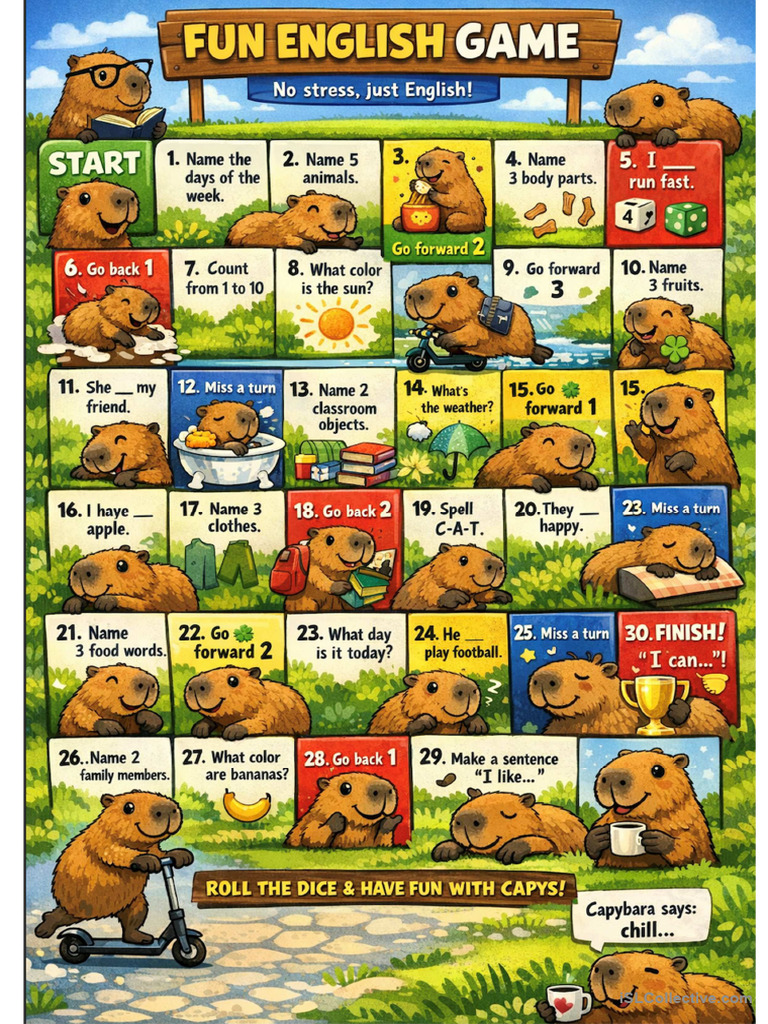 A1-A2 Questions Capybara Themed | PDF