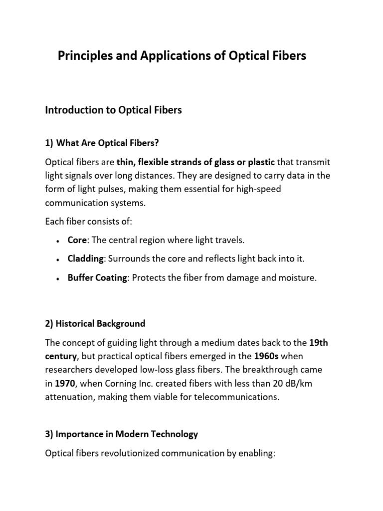 Principles and Applications of Optical Fibers | PDF | Optical Fiber ...