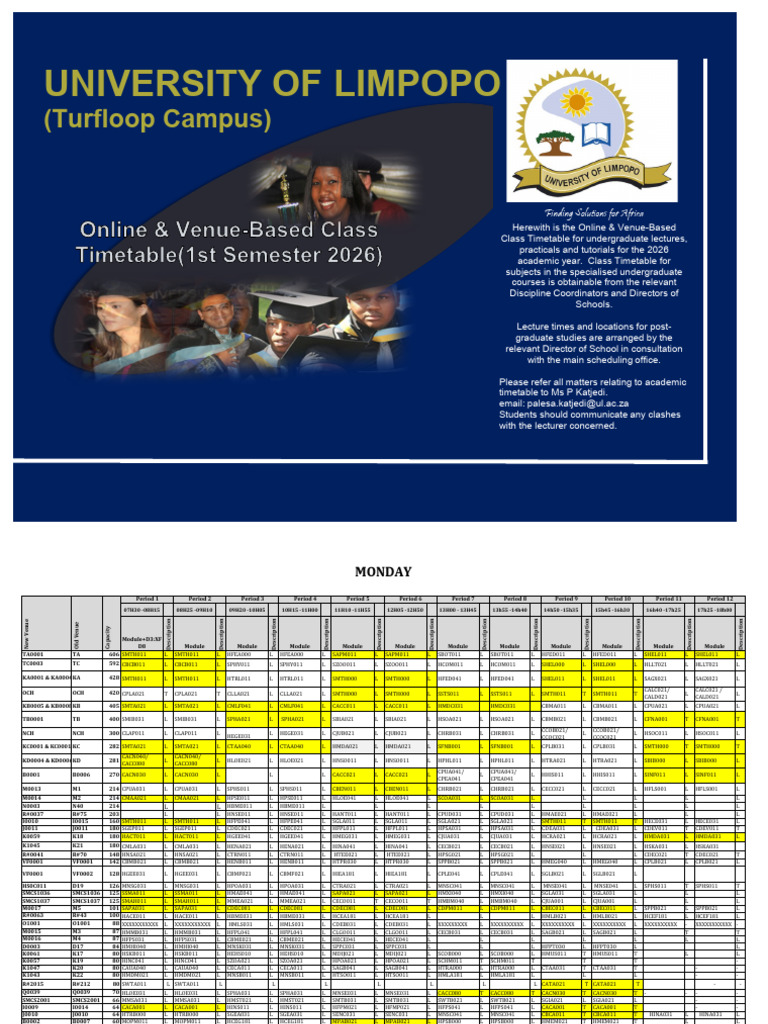 2026 1st Semester Lecturing Time-table Revised | PDF | Academia