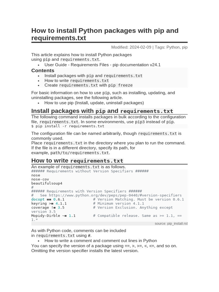 How To Install Python Packages With Pip and Requirements | PDF ...