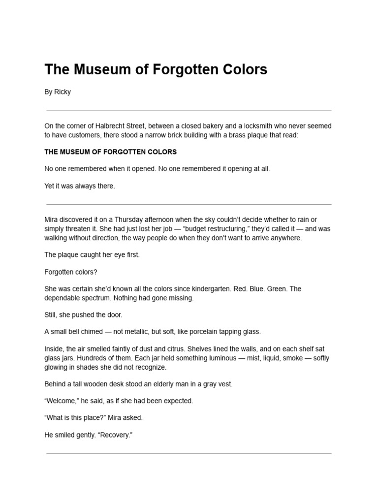 The Museum of FOrgotten Colors | PDF