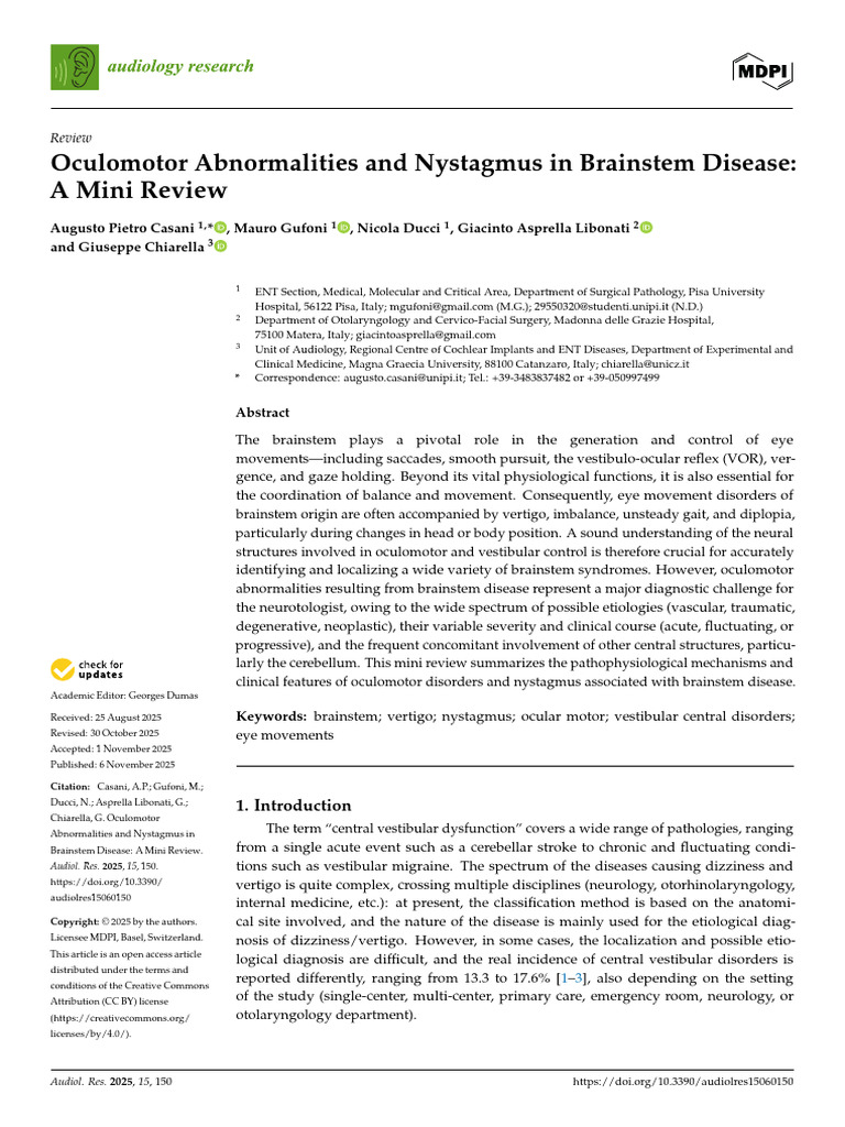 Brainstem Diseases and Oculomotor Abnormalities | PDF | Vertigo ...