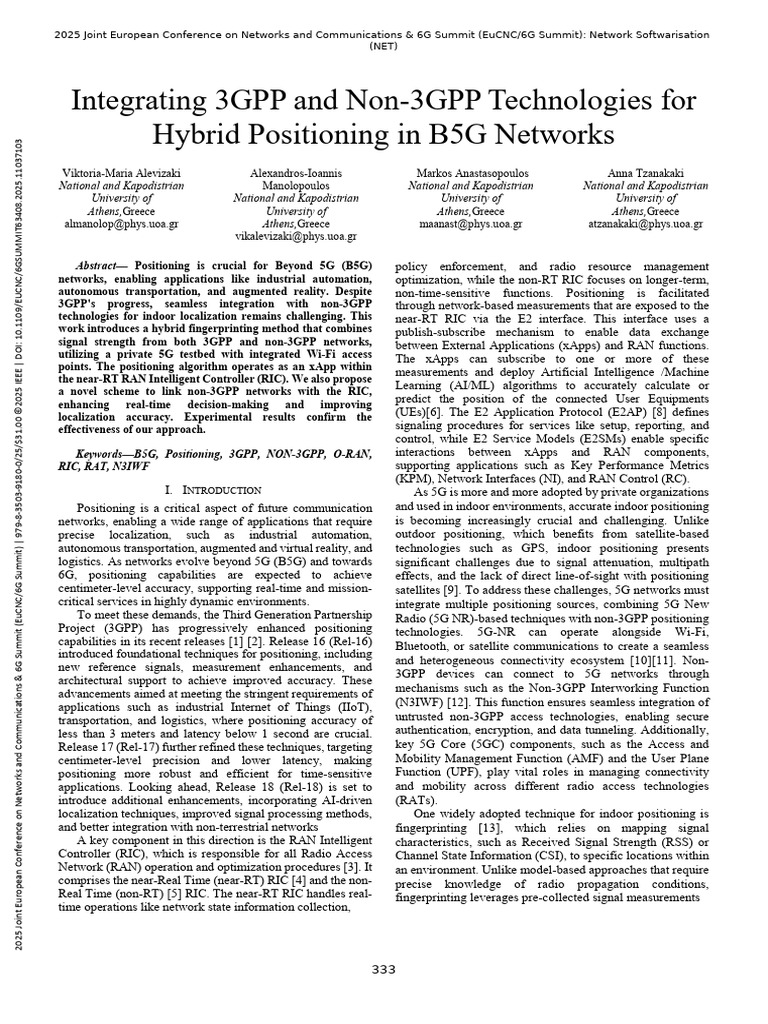 Integrating 3GPP and Non-3GPP Technologies For Hybrid Positioning in ...