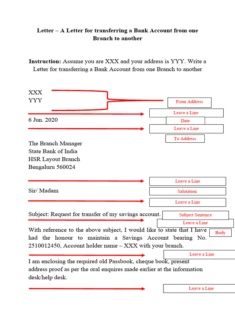 Letter To Transfer A Bank Account | PDF