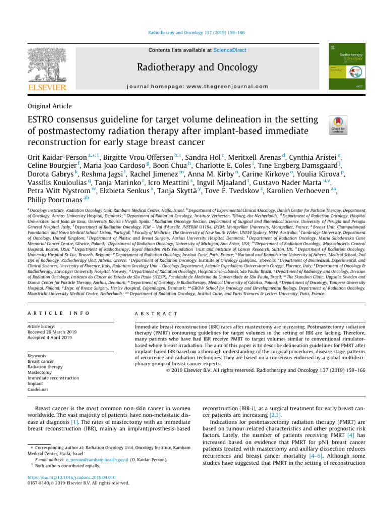 ESTRO Consensus Guideline For Target Volume Delineation Post Implant ...