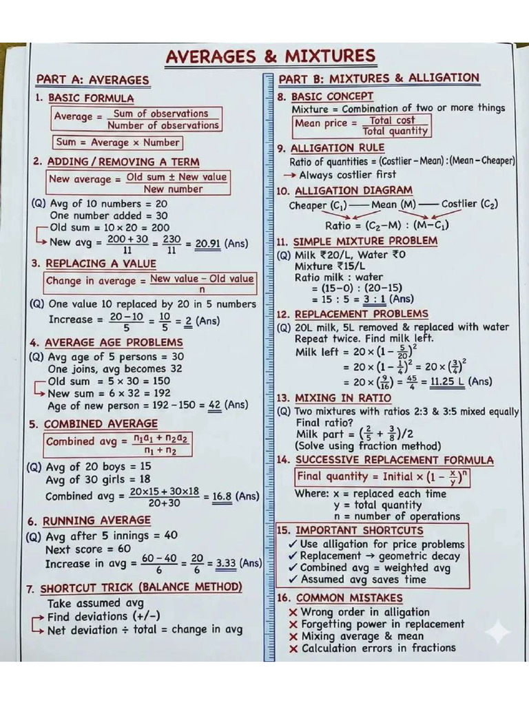 Aptitude Short Notes For SSC | PDF