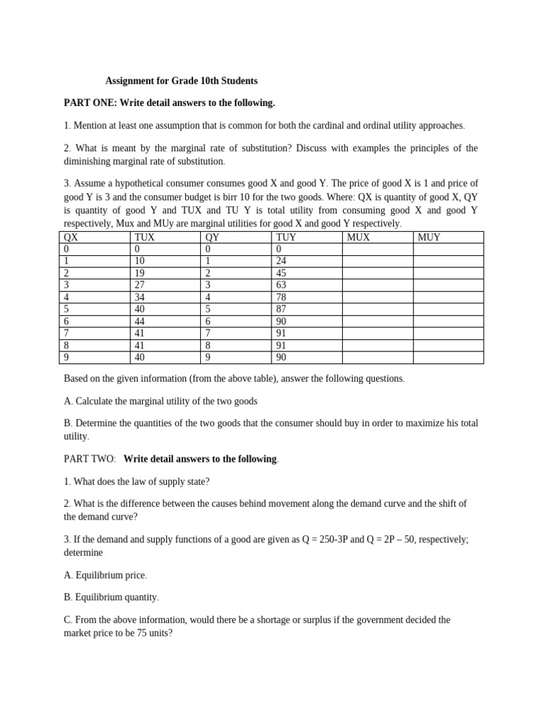 Economics G-10 Assignment | PDF
