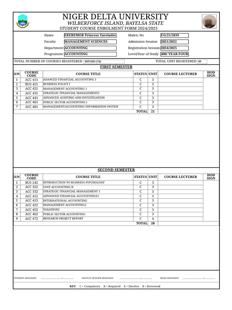 Course Enrolment Form - UG - 21 - 2839 | PDF
