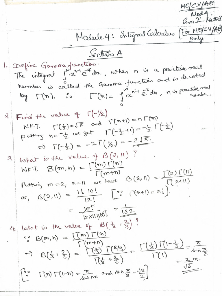 M1 Assignment Notes On Mod4 Integral Calculus 2025 | PDF
