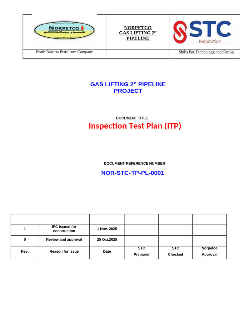Inspection and Test Plan (ITP) R0 | PDF | Nondestructive Testing ...