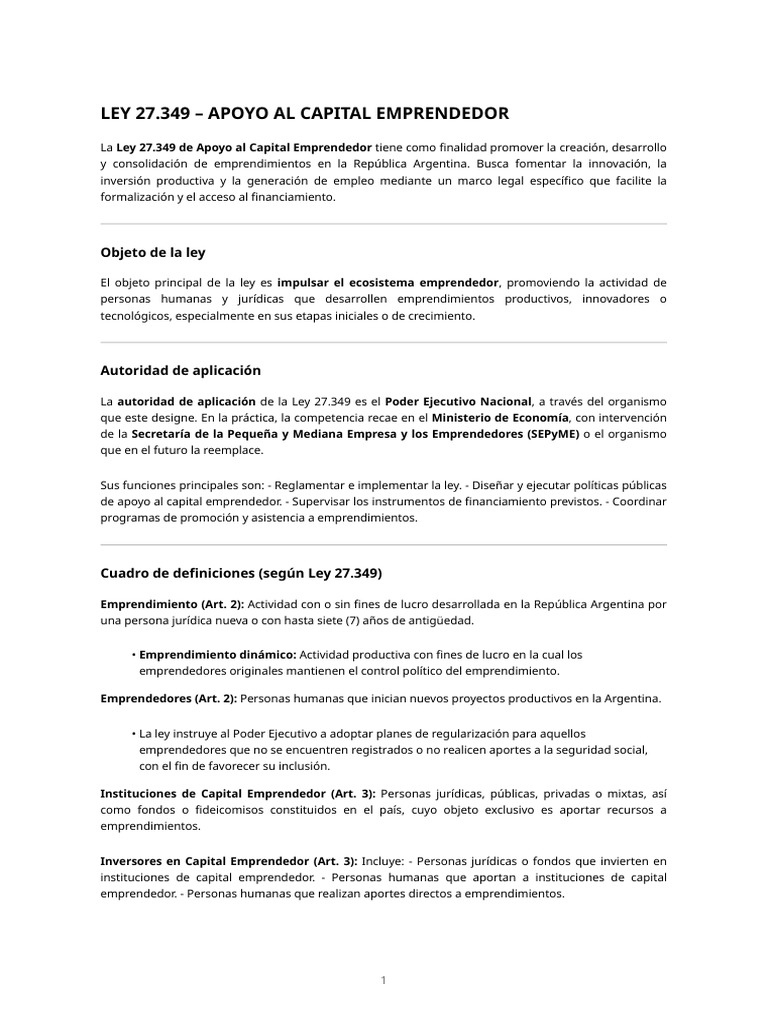 Ley 27 Apoyo Al Capital Emprededor | PDF | Capital de riesgo | Finanzas ...