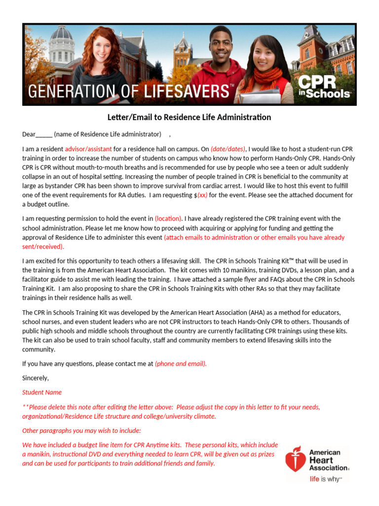 CPR Event Letter to Residence Life Administration | PDF ...