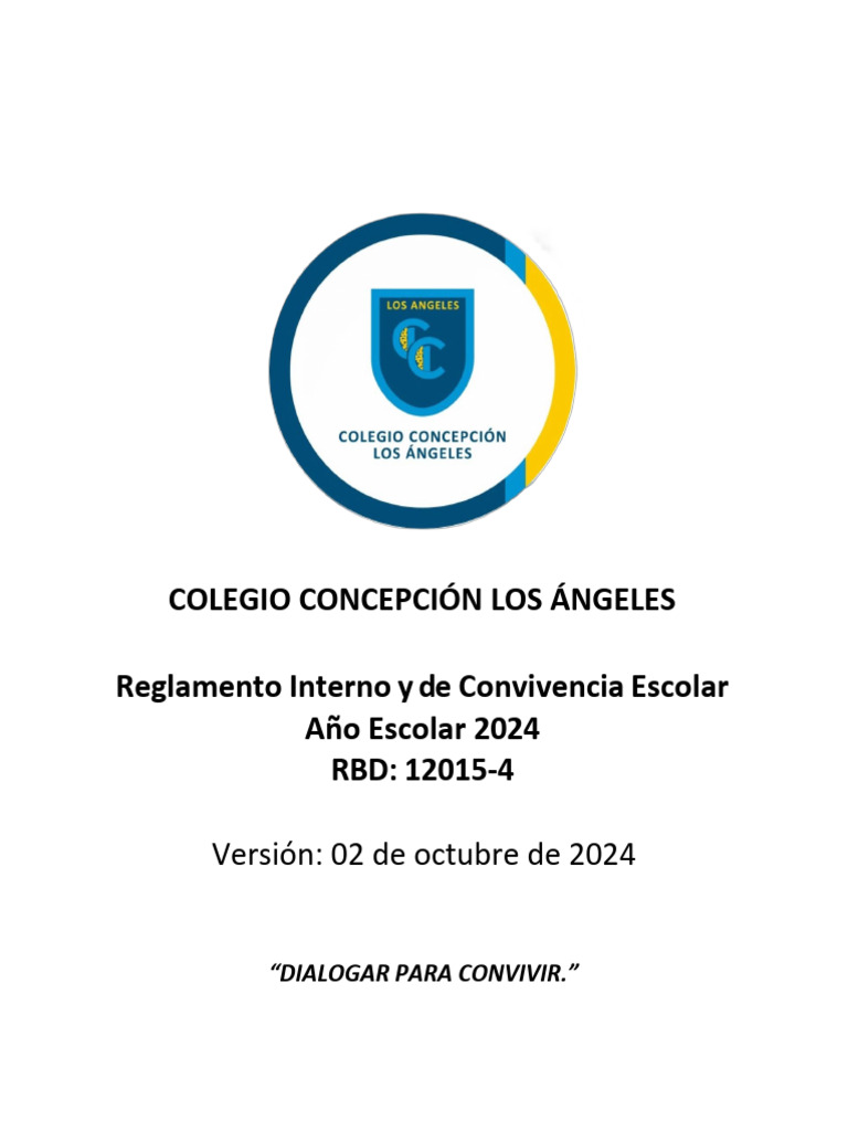 Reglamento Interno y de Convivencia Escolar Ccla 2024 | PDF ...