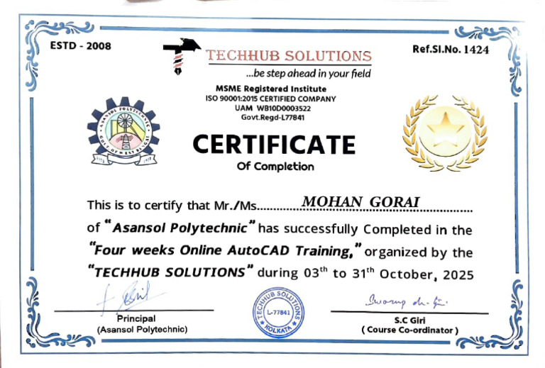 Autocad Certificate | PDF