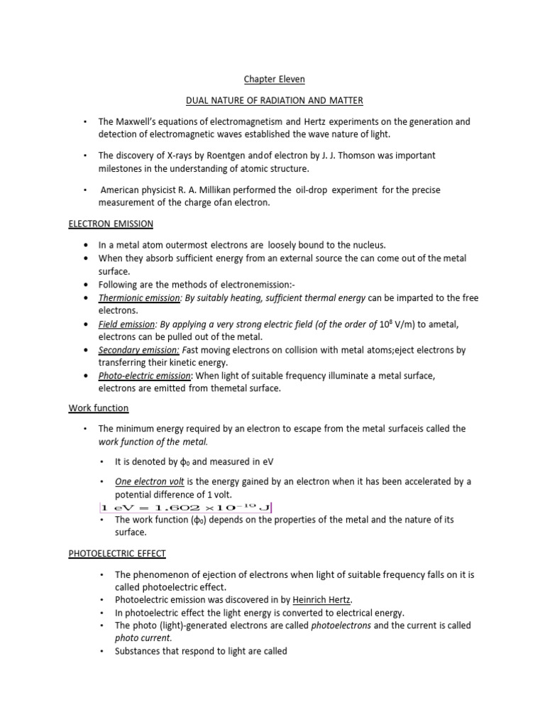 Dual Nature of Radiation Notes - 250919 - 115409 | PDF | Photoelectric ...
