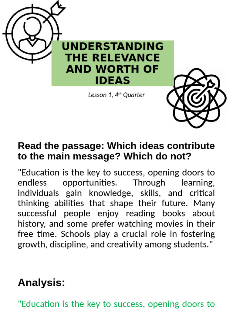 Understanding The Relevance and Worth of Ideas | PDF | Critical ...