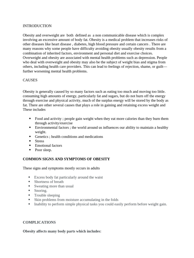 Obesity and Overweight | PDF | Obesity | Diseases And Disorders