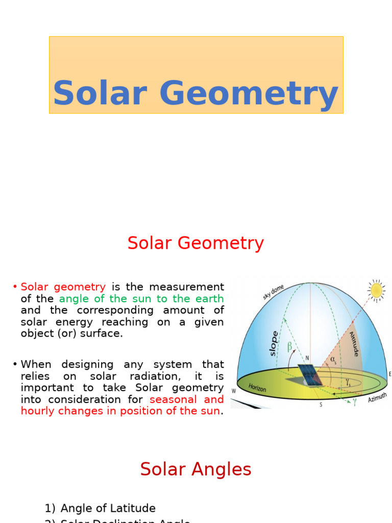Solar Radiation On Tilted Surface | PDF | Equator | Angle
