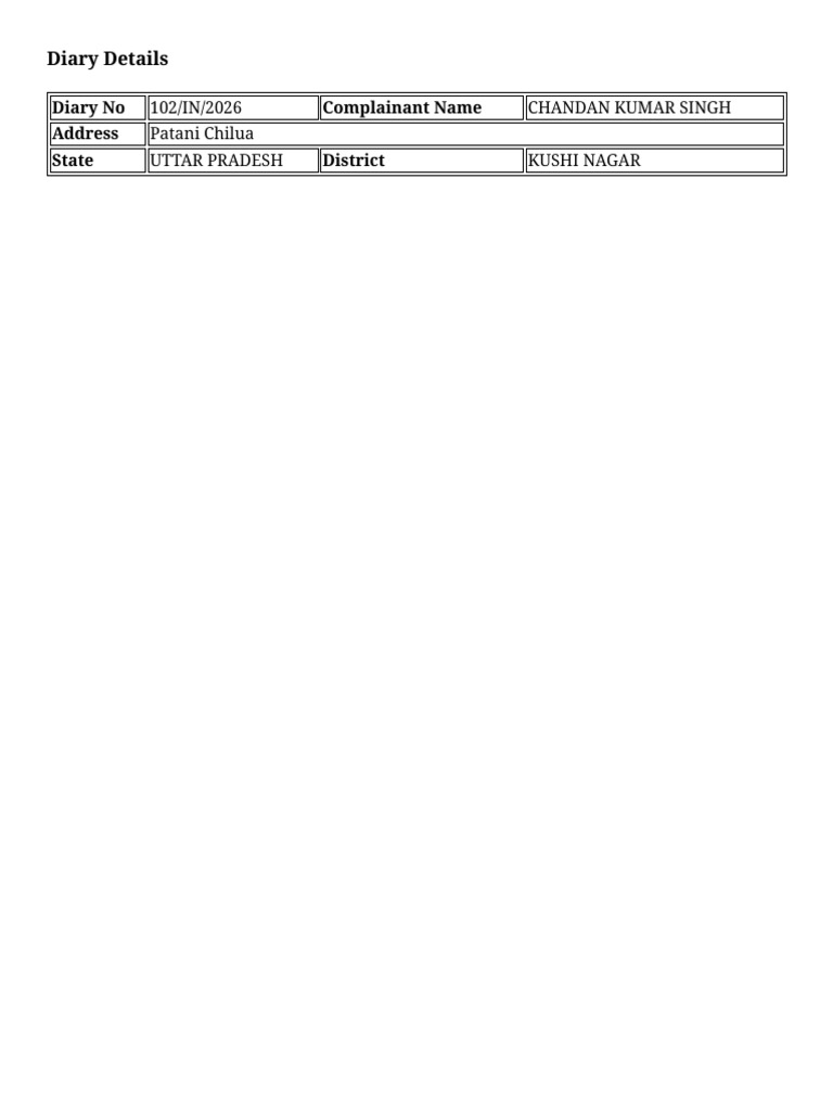 Diary Details | PDF