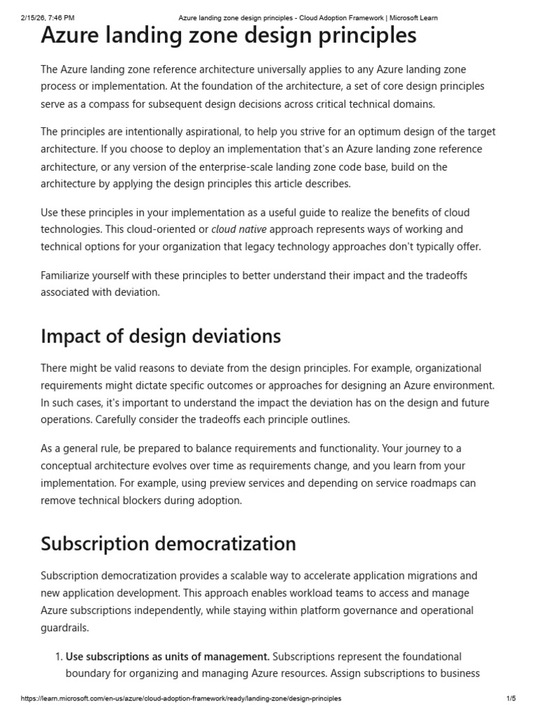 Azure Landing Zone Design Principles - Cloud Adoption Framework ...