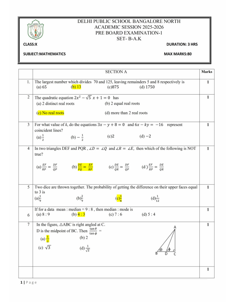 2349 Pb1 Math Setb A.K | PDF | Circle | Area