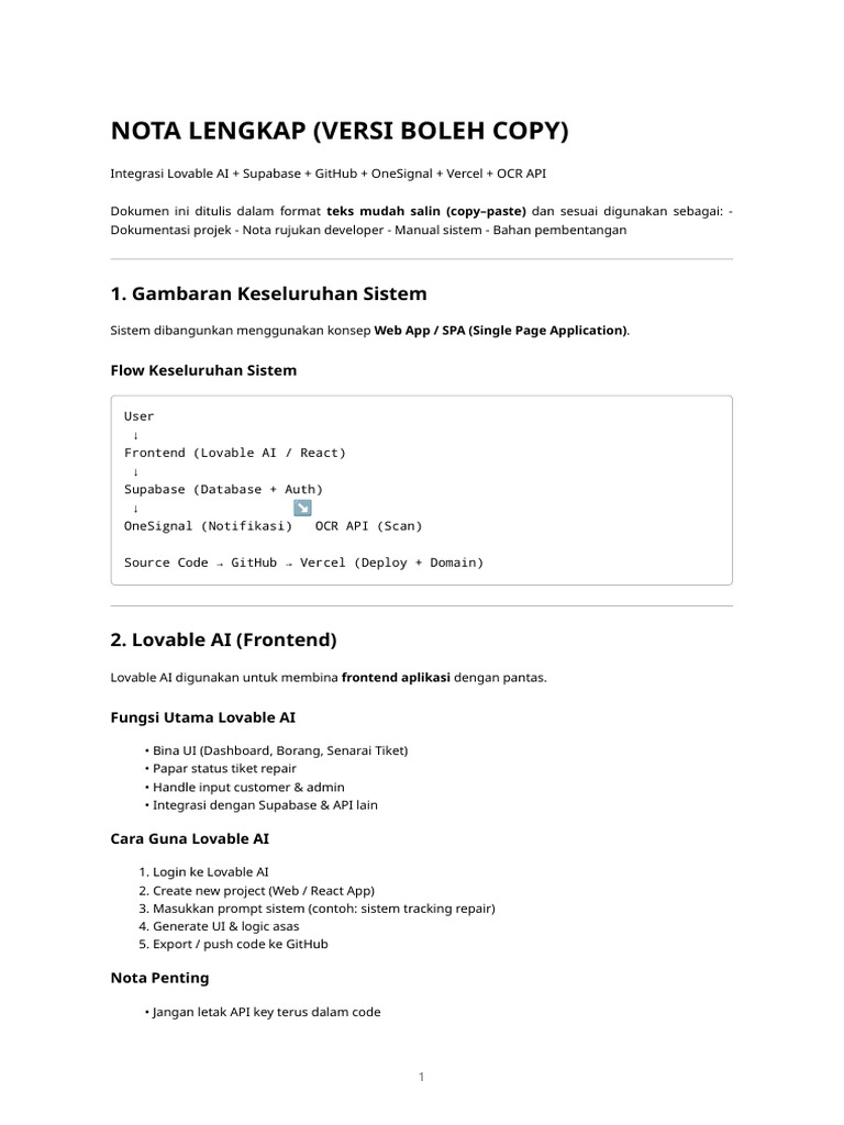 Nota Ringkas Mudah Copy - Integrasi Apps PC Jeng | PDF