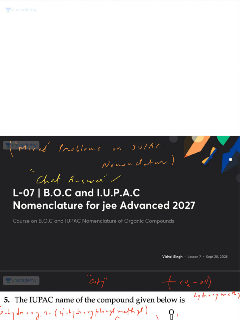 L07 BOC and IUPAC Nomenclature For Jee Advanced 2027 With Anno | PDF