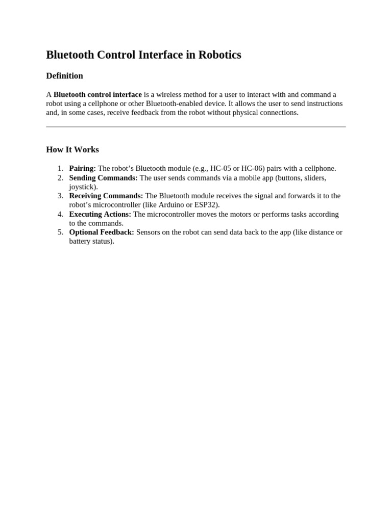 Bluetooth Control Interface in Robotics | PDF