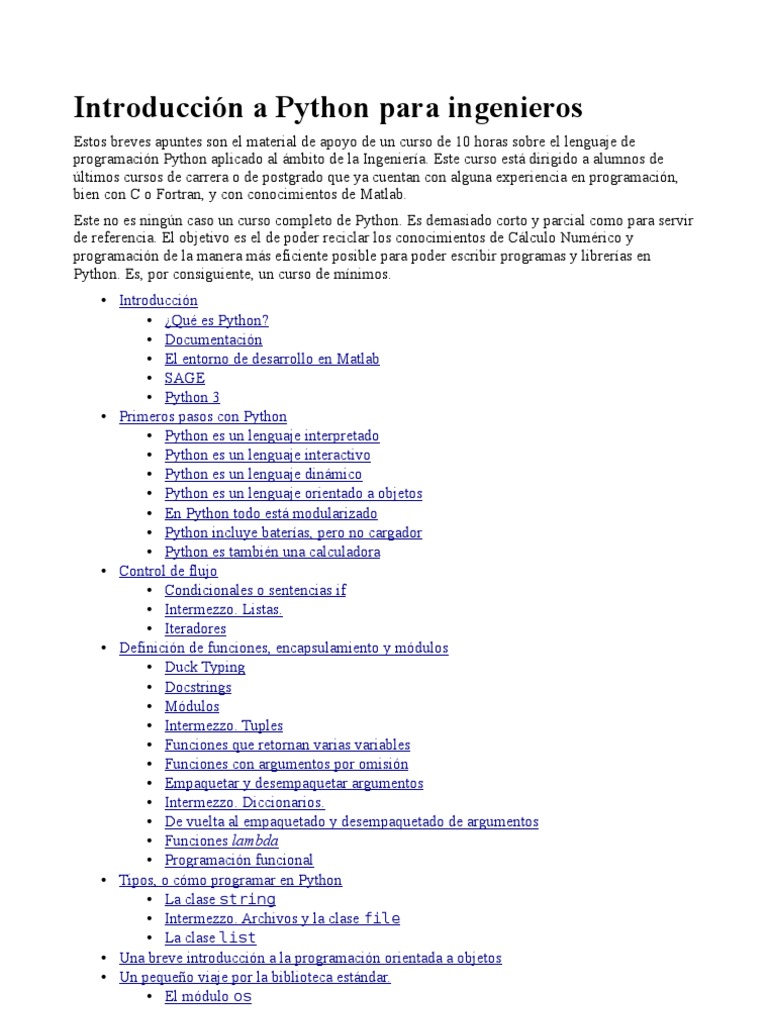 Introduccion A Python para Ingenieros | PDF | Python (lenguaje de ...