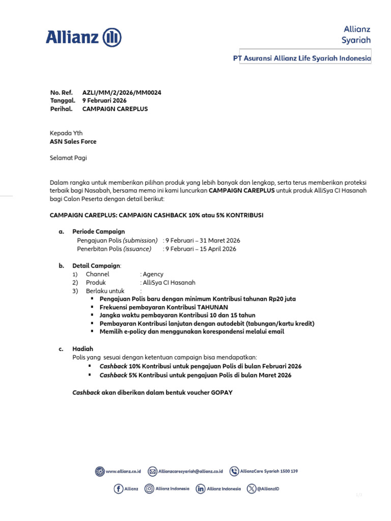 Memo Asn Campaign Careplus | PDF