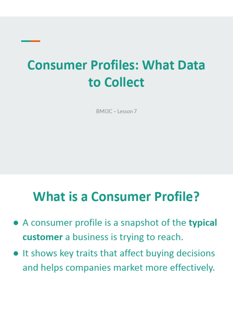 BMI3C - Lesson07 - ConsumerProfiles - Advanced Marketing | PDF ...