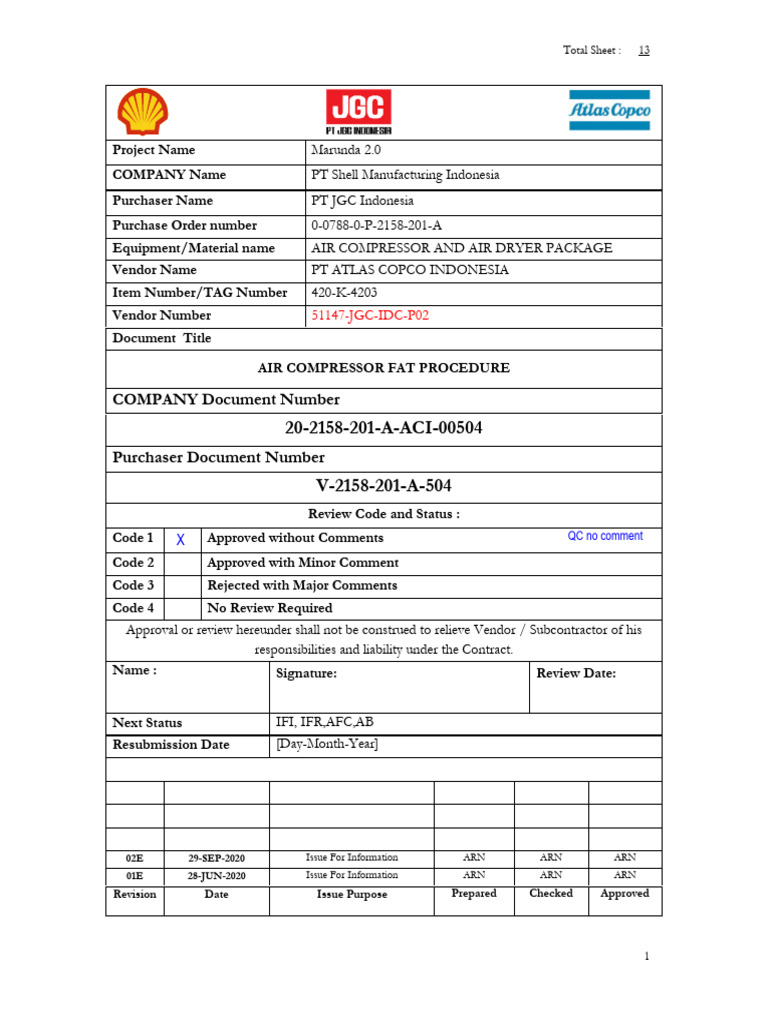 Sample FAT Procedure For Air Dryer | PDF | Valve | Programmable Logic ...